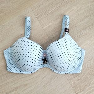 Victoria's Secret Blue Black Polka Dot Body by Victoria Perfect Shape Bra.